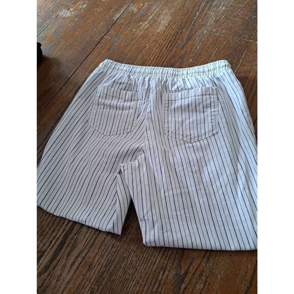 Small Petite Loft Outlet White Blue Strip Elastic Drawstring Waist Joggers Pants - Picture 4 of 4